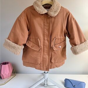 Zara Toddler/Kids Tan Puffer Jacket with Cream Details